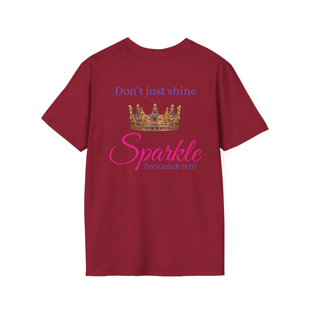 Don’t Just Shine crown Sparkle T-Shirt | Zechariah 9:16 scripture tee