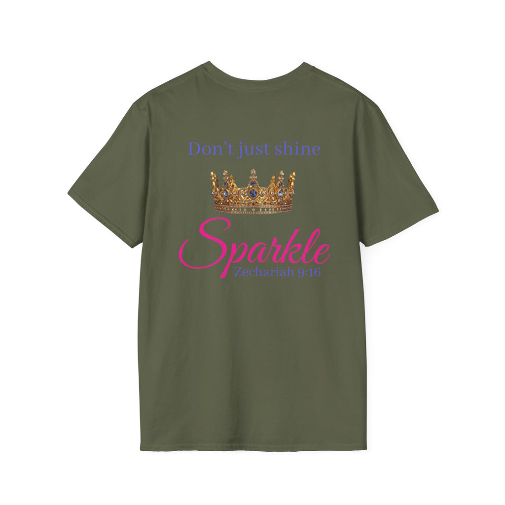 Don’t Just Shine crown Sparkle T-Shirt | Zechariah 9:16 scripture tee