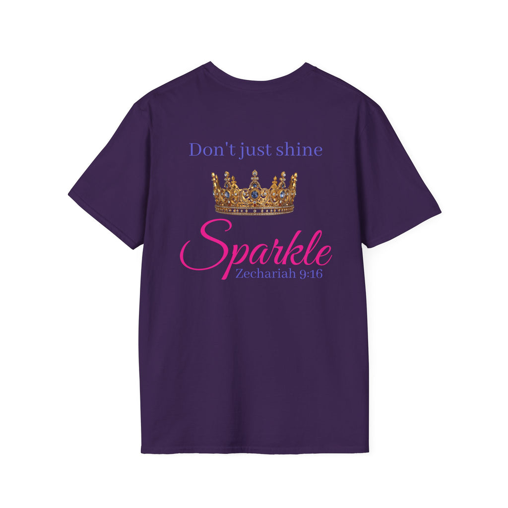 Don’t Just Shine crown Sparkle T-Shirt | Zechariah 9:16 scripture tee